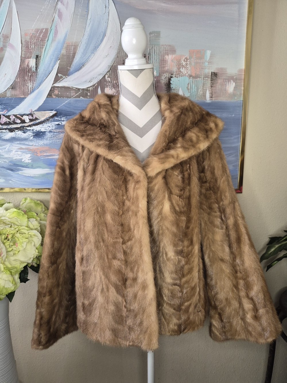 Vintage Mink Luxury Women's Fur Coat - Tan